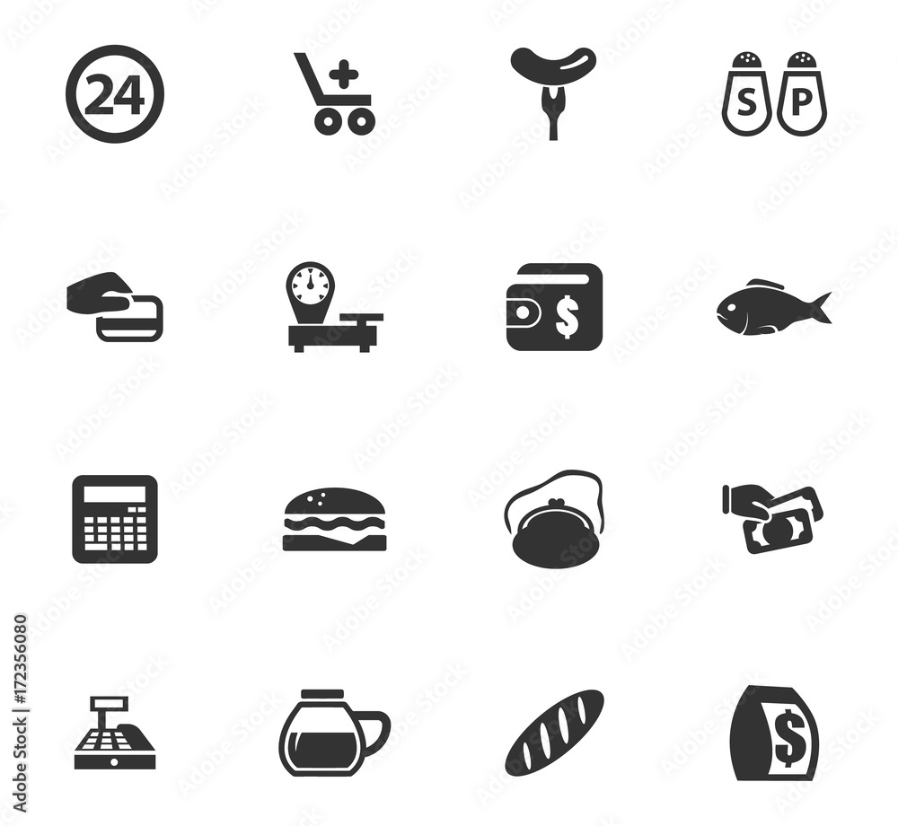 Grocery store icons set Grocery store icons set
