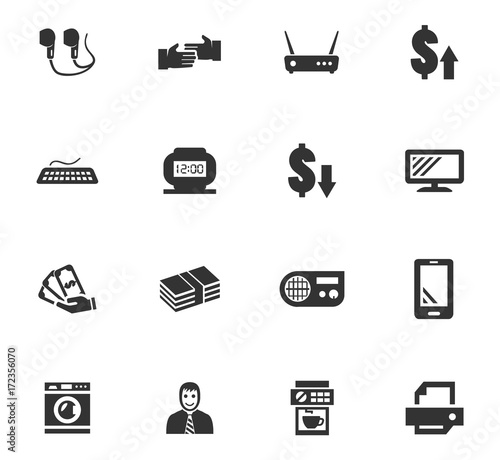 Pawn shop icons set