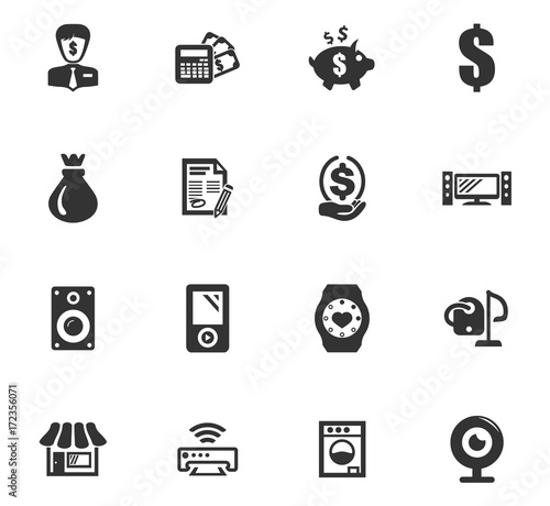 Pawn shop icons set