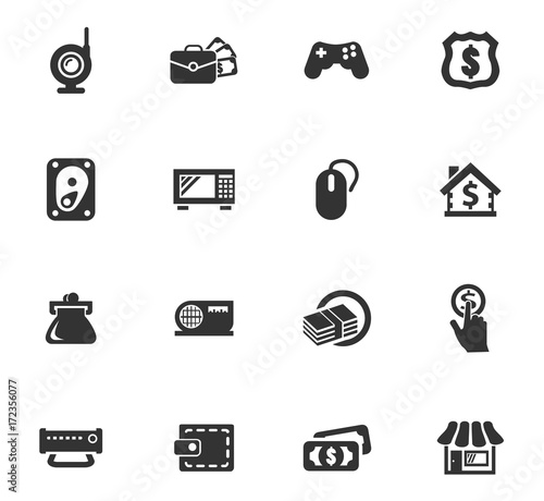Pawn shop icons set