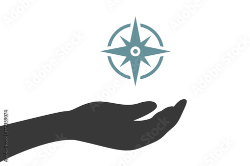 Hand hält Kompass