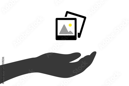 Hand hält Bildergalerie