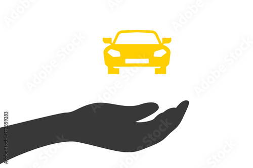 Hand hält Auto