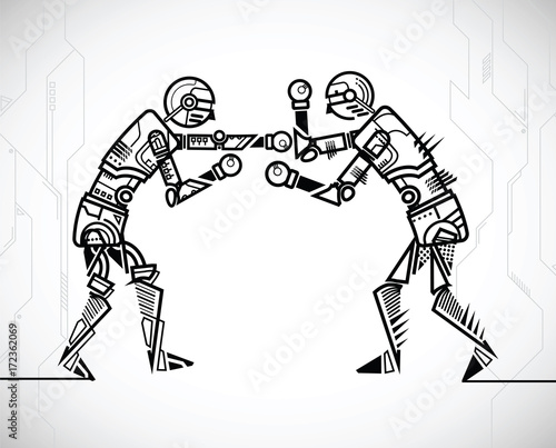 robot playing boxing