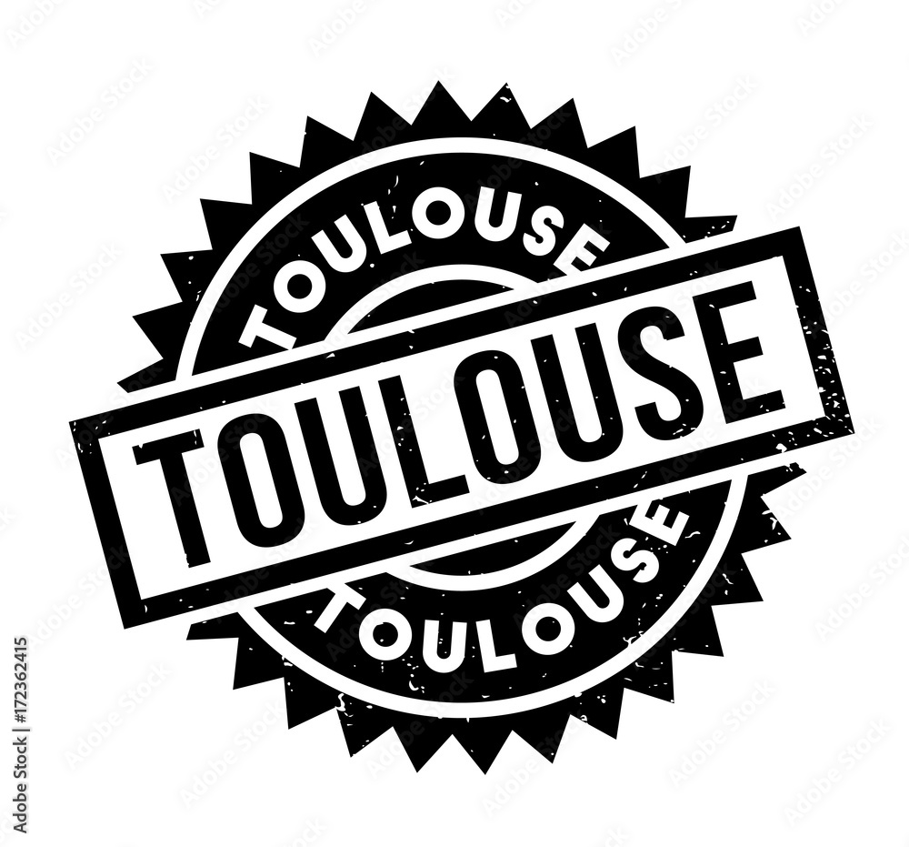 Toulouse rubber stamp. Grunge design with dust scratches. Effects can be easily removed for a clean, crisp look. Color is easily changed.