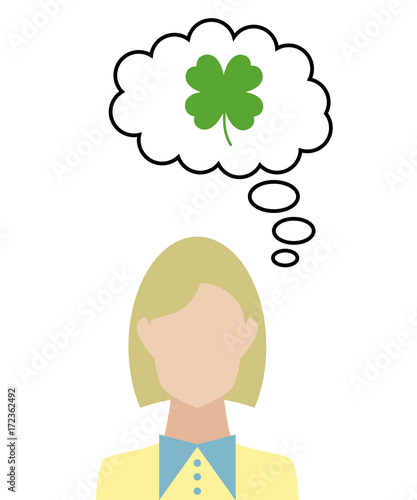 Frau überlegt - Kleeblatt - Glück