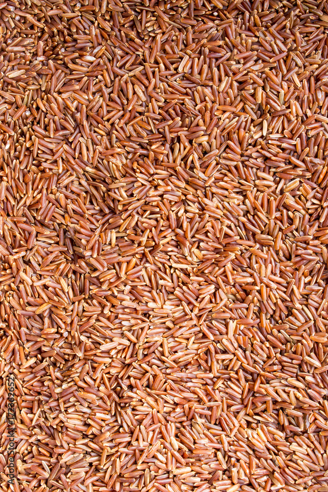 Red rice raw, close-up, texture, background