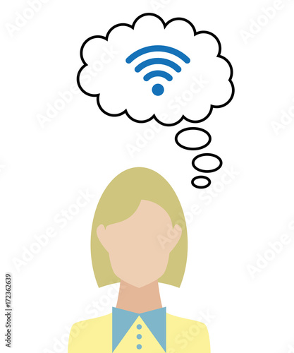 Frau überlegt - WLAN Verbindung