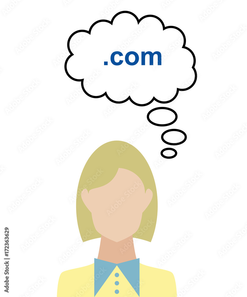 Frau überlegt - .com Domain