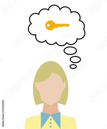 Frau überlegt - Schlüssel - Sicherheit