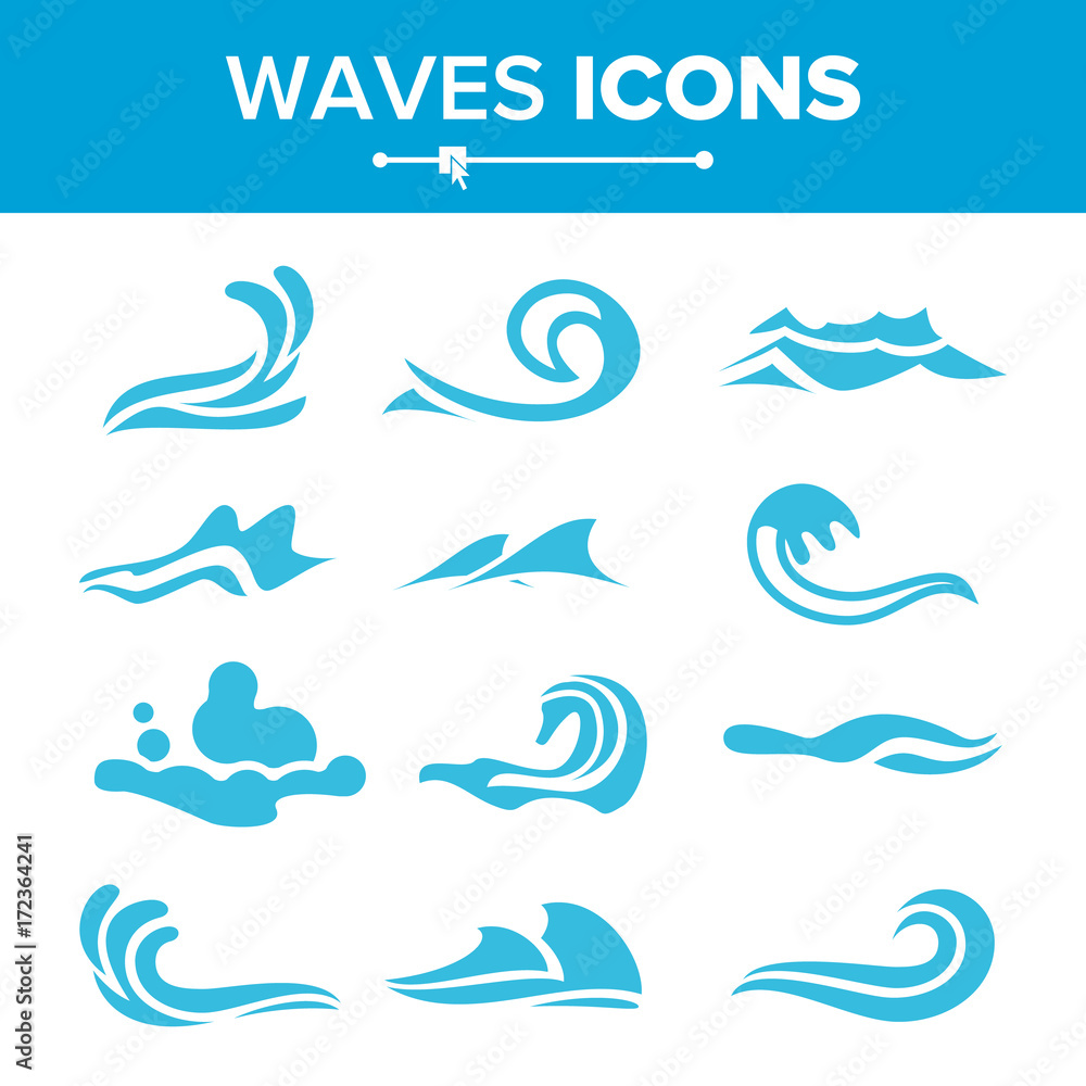 Wave Icons Vector. Ocean Water Design Element. Isolated Illustration Wave Icons Vector. Ocean Water Design Element. Isolated Illustration