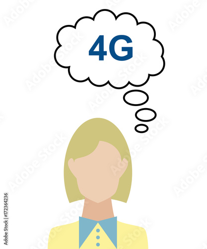 Frau überlegt - 4G Datenverbindung