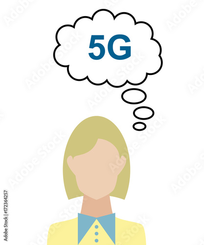 Frau überlegt - 5G Datenverbindung