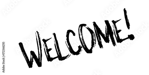 Welcome rubber stamp. Grunge design with dust scratches. Effects can be easily removed for a clean, crisp look. Color is easily changed.