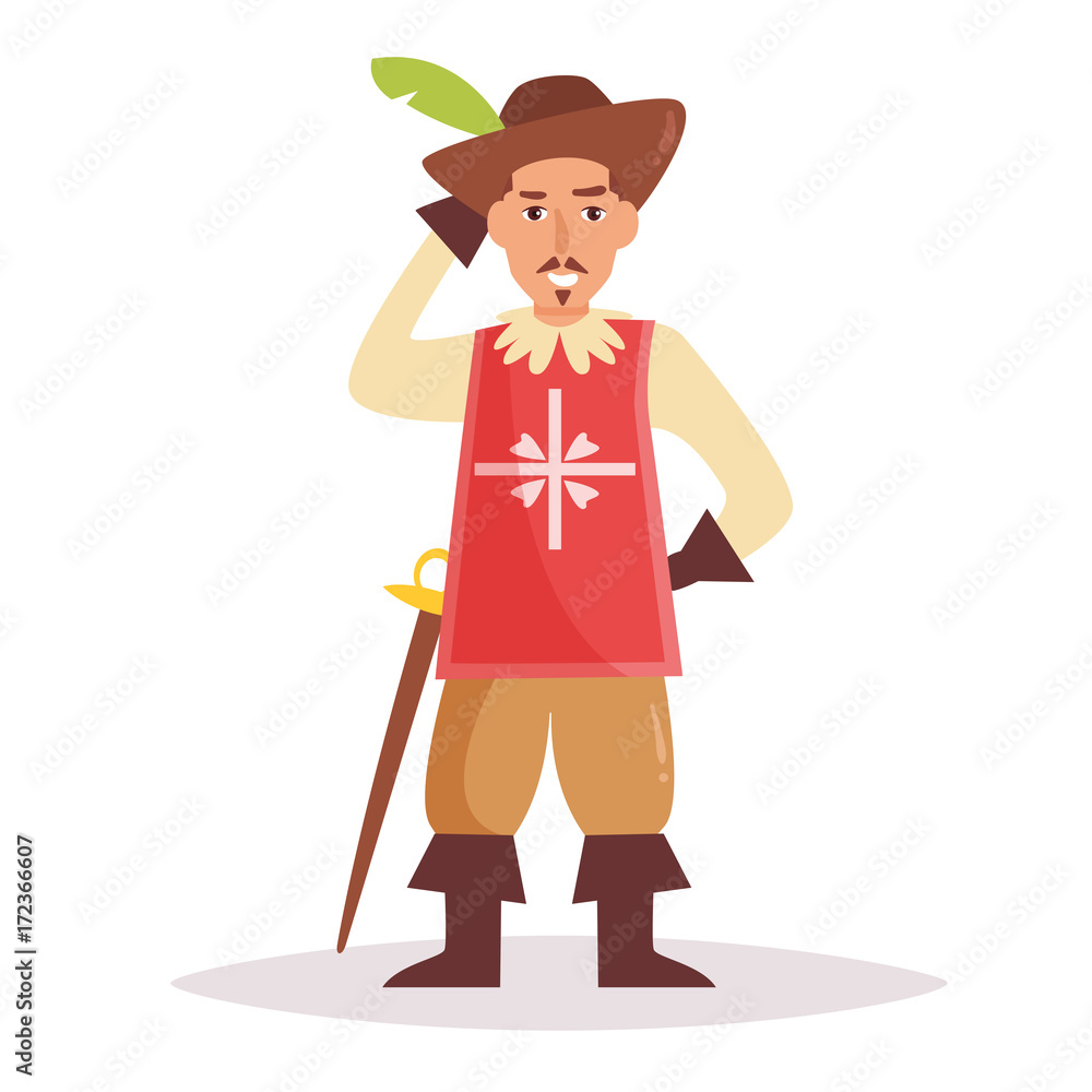 Musketeer. Vector. Cartoon Musketeer. Vector. Cartoon