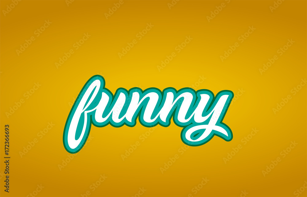 funny word text logo icon typography design green yellow Stock Vector |  Adobe Stock