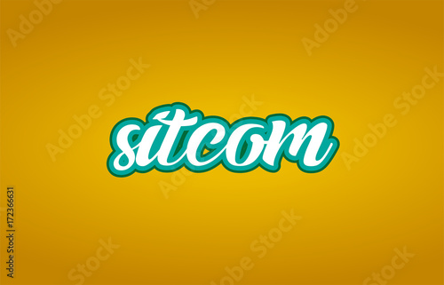 Canvas Print sitcom word text logo icon typography design green yellow