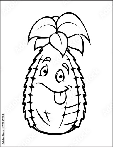 Funny Cartoon Pineapple Vector Sketching