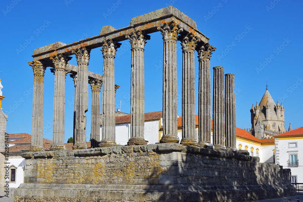 The Roman Temple in Evora, Portugal