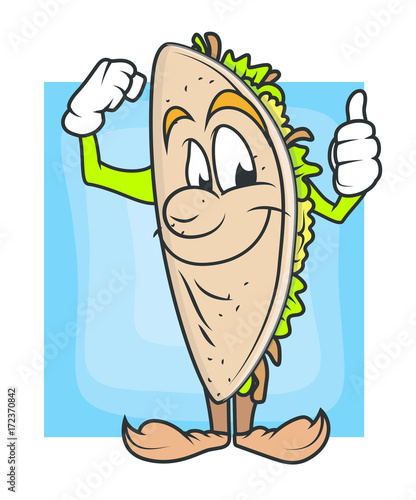 Cartoon Taco Showing Thumbs Up Vector