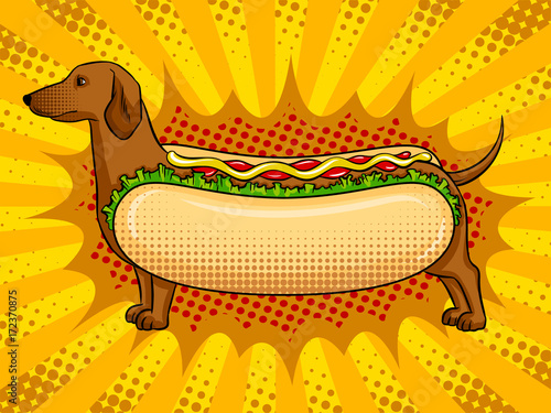 Hot dog funny metaphor pop art vector