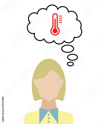 Frau überlegt - Thermometer heiß