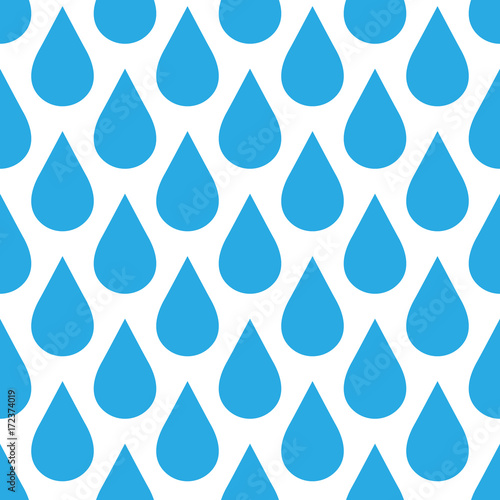 Blue rain drop seamless pattern background. Water and bad weather theme. Vector illustration.