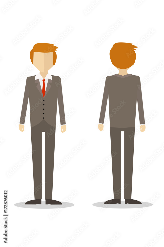 Figure of an office worker or chief in a business suit made of simple figures in flat style Figure of an office worker or chief in a business suit made of simple figures in flat style
