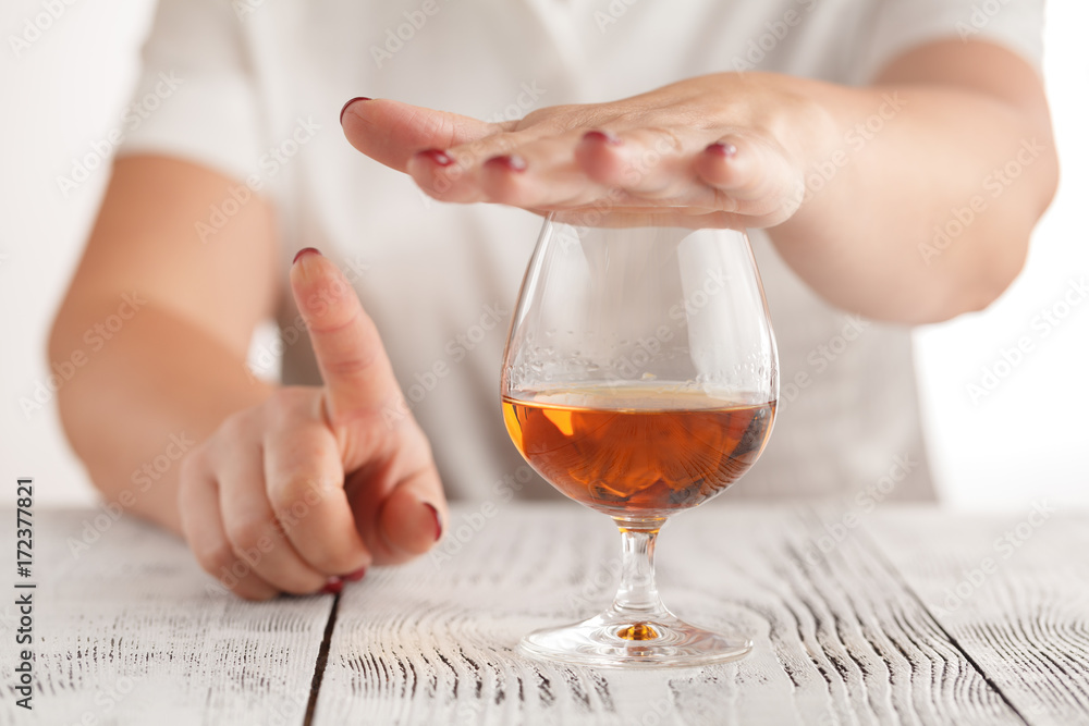 beautiful woman gesturing don't drink beautiful woman gesturing don't drink