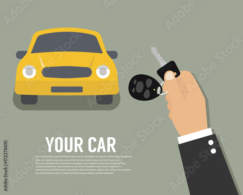 Hand holding car key or home key