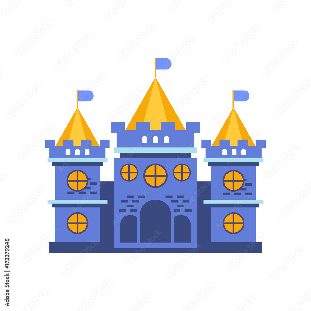 Fototapeta premium Blue fairytale royal castle or palace building vector illustration