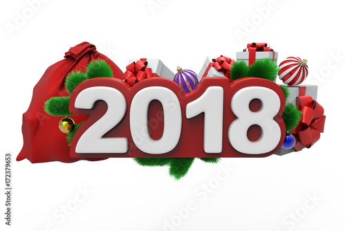 3d 2018 with a bag, gifts, balls
