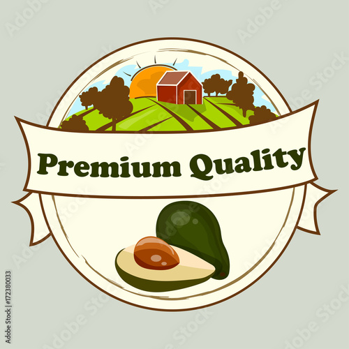 Abstract label of avocado fruit