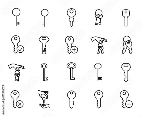 Premium set of key line icons.