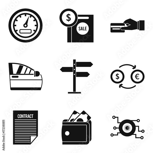 Sale of spare parts icons set, simple style