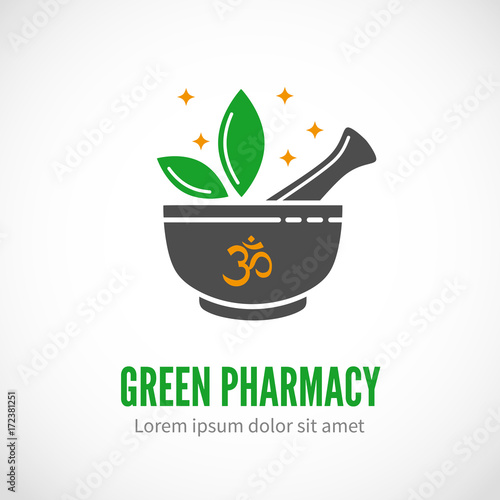 Pharmacy and alternative medicine vector logo template