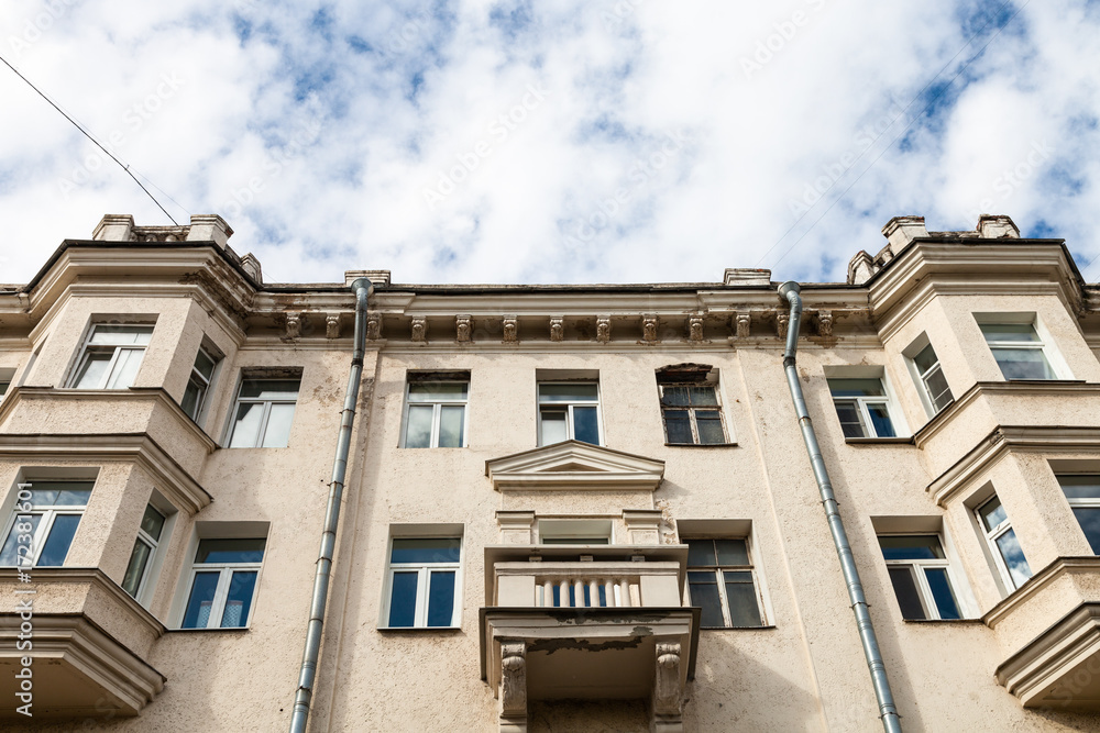 facade of typical urban house in Moscow