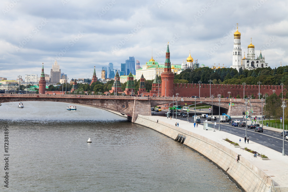 Moscow city and Kremlin from Floating Bridge