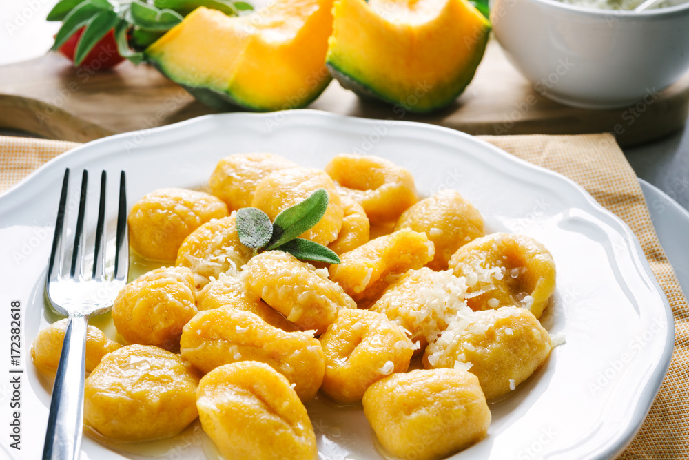 handmade potato gnocchi whit Pumpkin