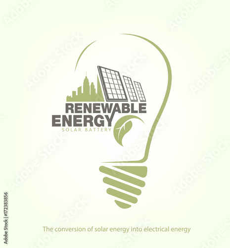 Renewable energy of solar energy in bulb. concept
