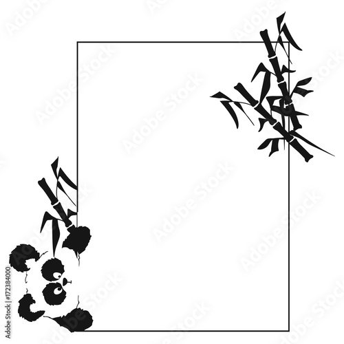 Fototapeta Naklejka Na Ścianę i Meble -  Card with a panda that looks from the side. Suitable for making menu of Chinese cuisine.