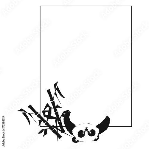 Fototapeta Naklejka Na Ścianę i Meble -  Postcard with a panda that looks from below. Suitable for making menu of Chinese cuisine.