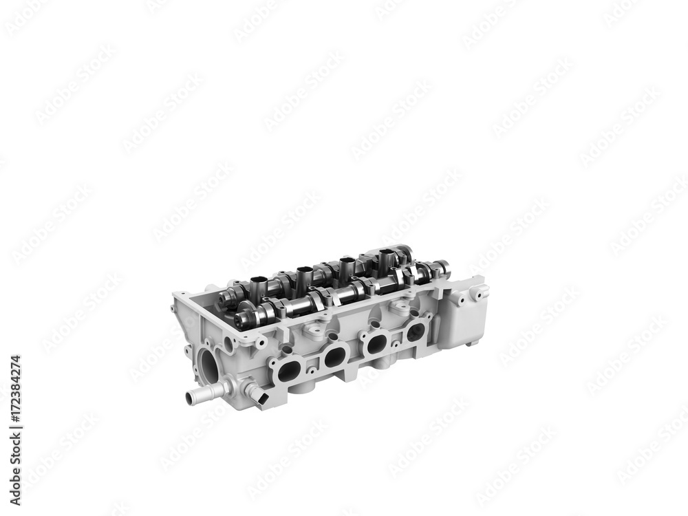 Concept of the cylinder head 3d render on a white background no whadow