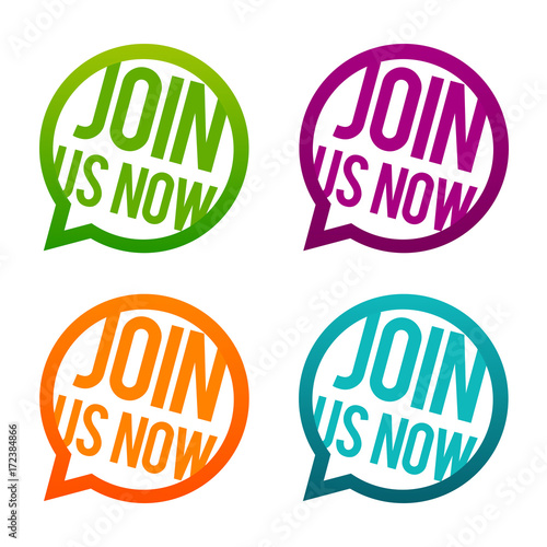 Join us now round Buttons. Circle Eps10 Vector.