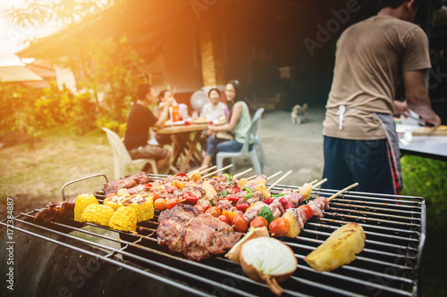 Print op canvas BBQ food party summer grilling meat.