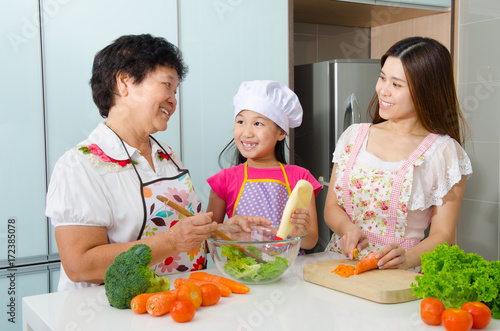 Kitchen lifestyle of asian family