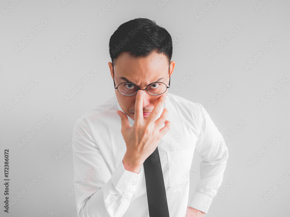 Angry employee businessman in office uniform. Angry employee businessman in office uniform.