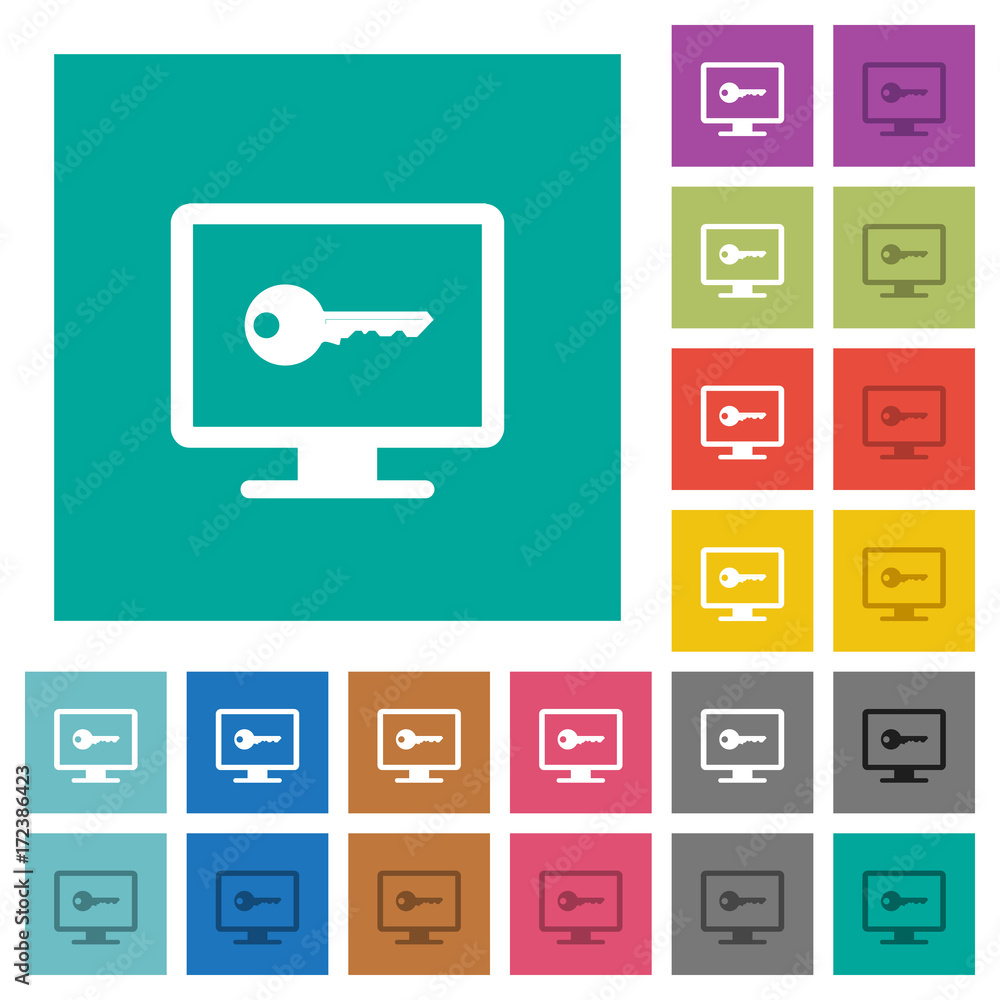 Secure desktop square flat multi colored icons Secure desktop square flat multi colored icons
