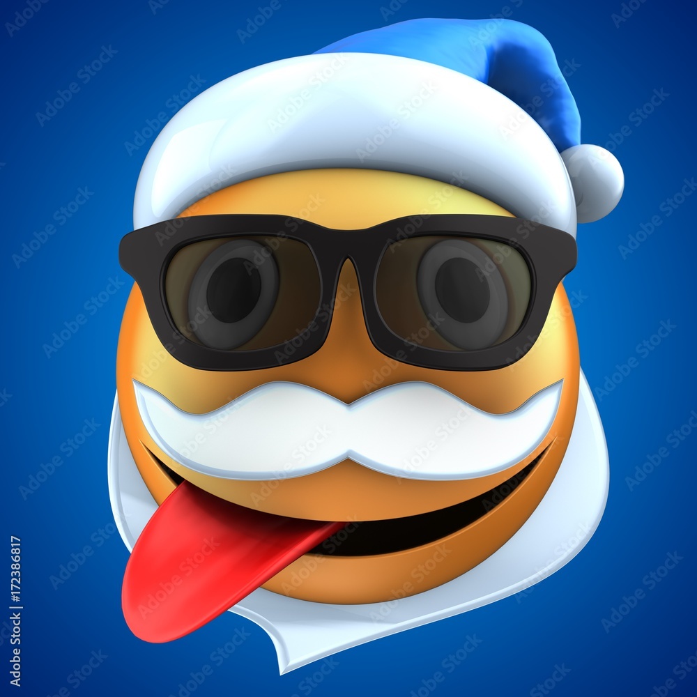 3d orange emoticon smile with Christmas hat