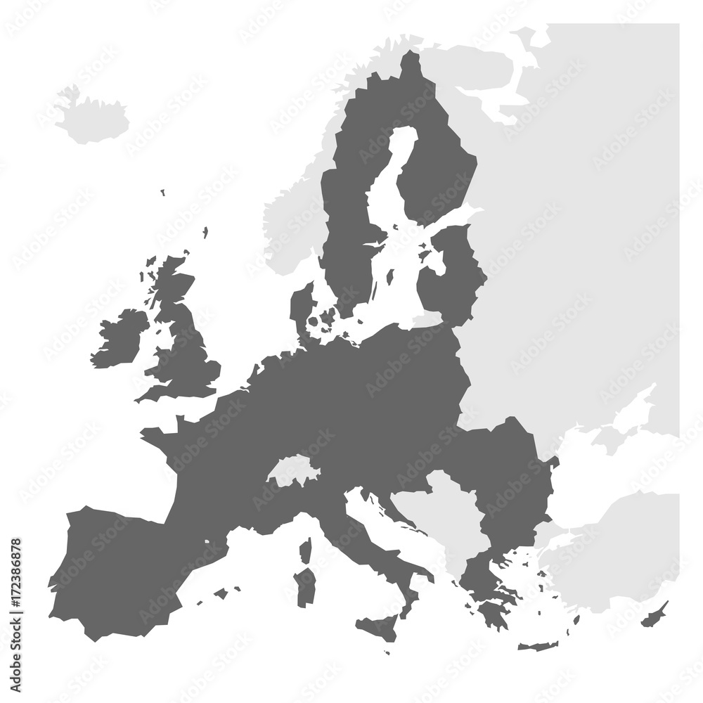 European Union territory grey silhouette. Map of EU. Vector illustration.